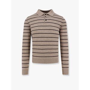 Tonywack Men Super Fine Merino Wool Striped Polo Shirt